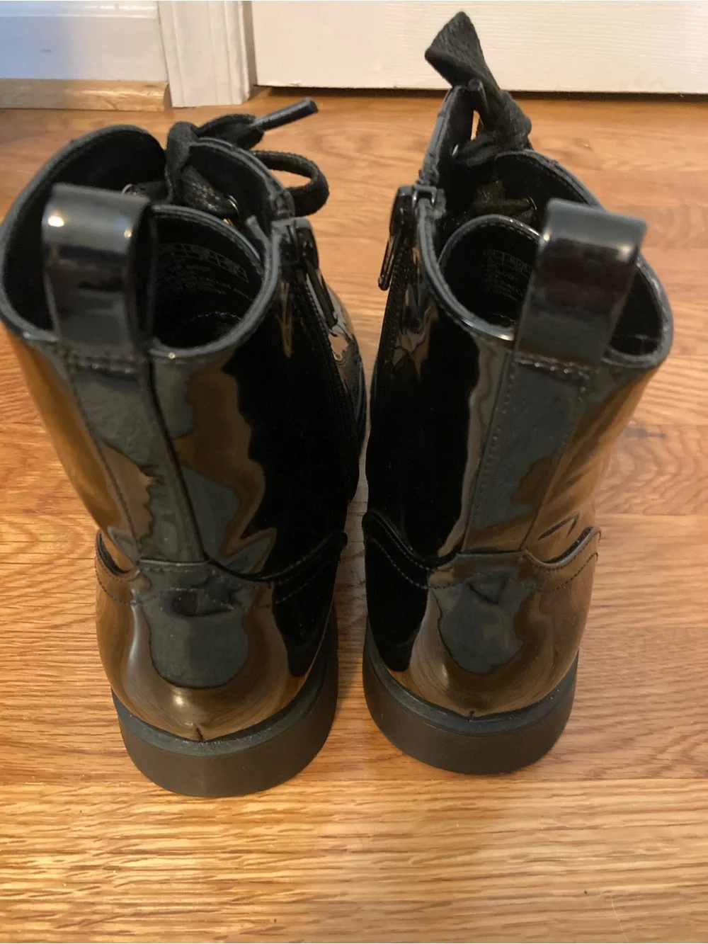 GAP Black Patent Lace-Up Kids Boots